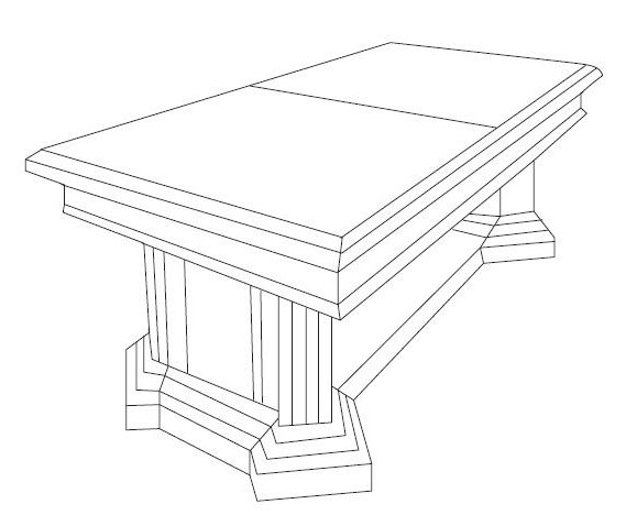 Стол обеденный из массива дуба и шпона дуба, 2030/2640