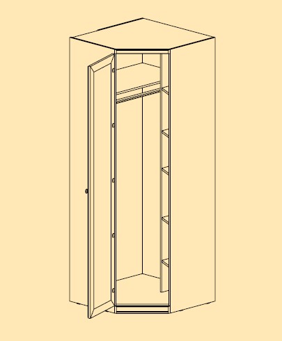 Шкаф угловой 1-но дверный - зеркальный (терракот)